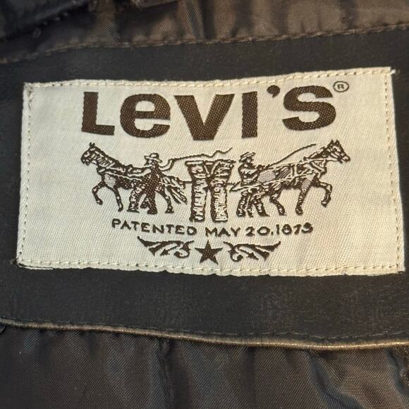 LEVIS Black Vegan Leather Zip-Up Mens Moto Biker Bomber Jacket Size XXL - Picture 10 of 16